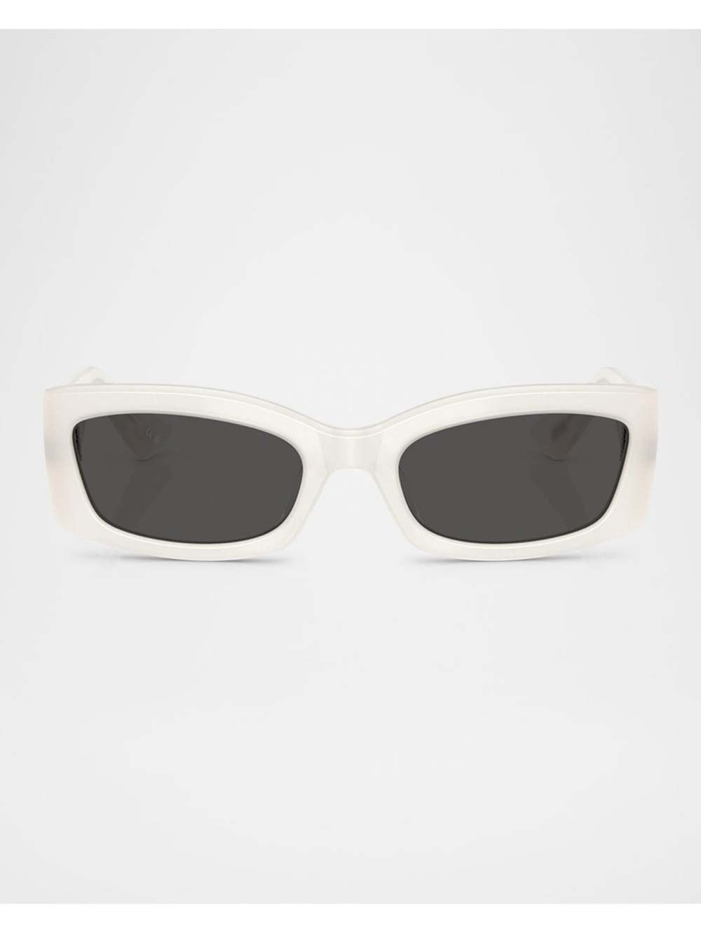 Oliver Peoples White Rectangular Sunglasses with Dark Lenses